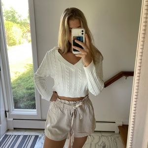 White v neck sweater